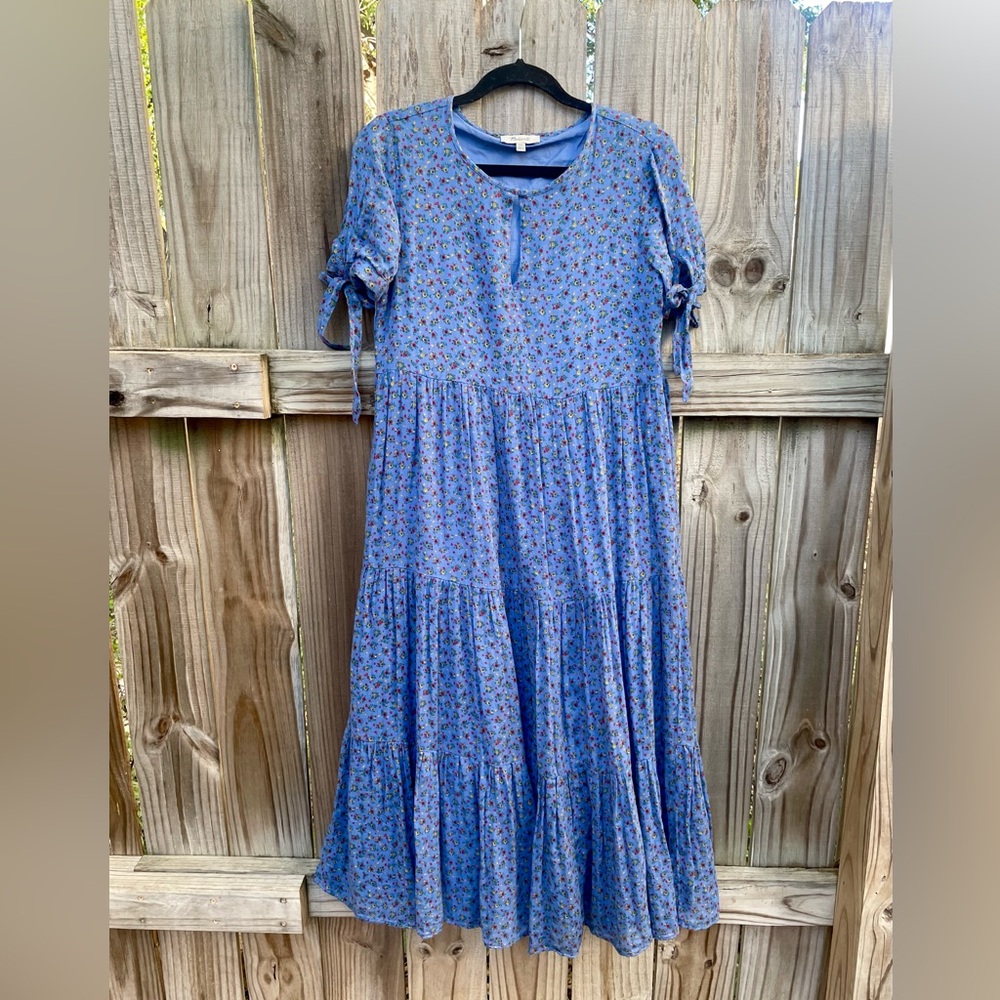 Madewell Tie-Sleeve Tiered Midi Dress in Calico Floral - Picture 4 of 8